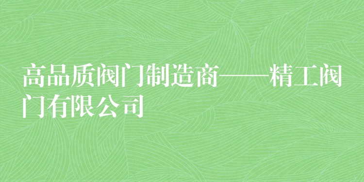 高品質(zhì)閥門(mén)制造商——精工閥門(mén)有限公司